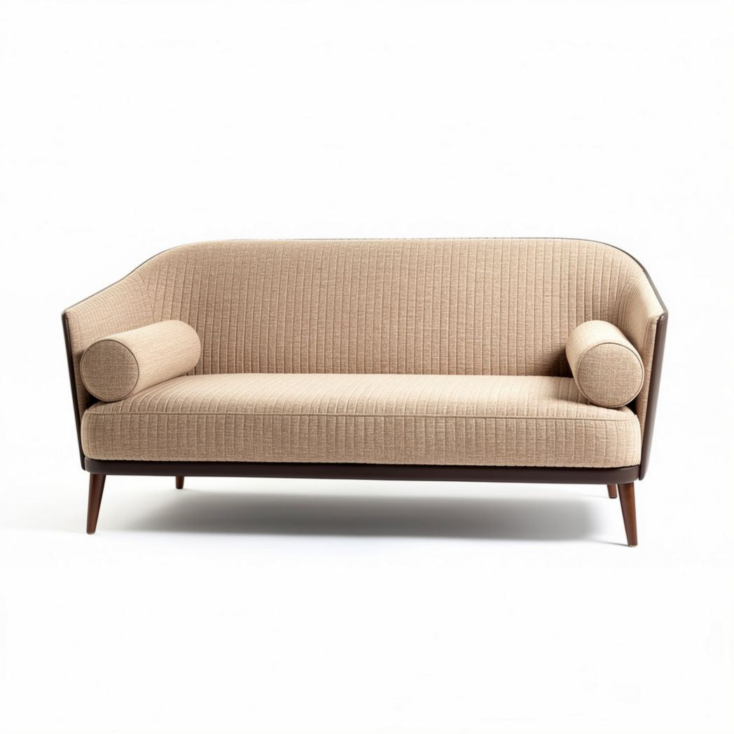 Divano in tessuto beige con struttura in legno 190 x 80 x 80cm