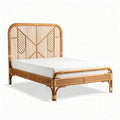 Letto in rattan naturale con testata decorativa 190 x 90 x 100cm