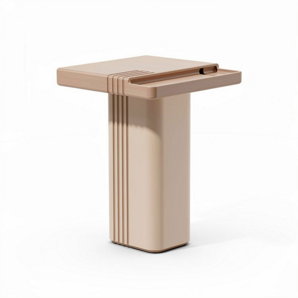 Tavolino in legno color beige con cassetto dimensioni 30 x 30 x 45cm