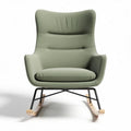 Poltrona a dondolo in tessuto verde con struttura in legno e metallo 80 x 70 x 90cm