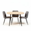 Tavolo rotondo in legno con quattro sedie grigie dimensioni 120 x 80 x 75 cm