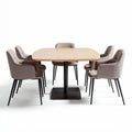 Tavolo da pranzo rettangolare in legno e metallo con 6 sedie grigie 150 x 90 x 75cm