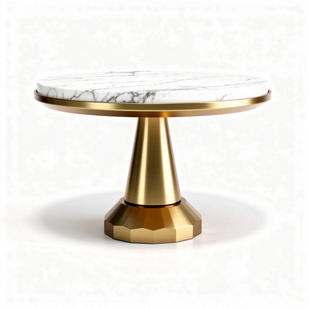Tavolino rotondo in marmo e metallo colore oro dimensioni 60 x 60 x 75cm