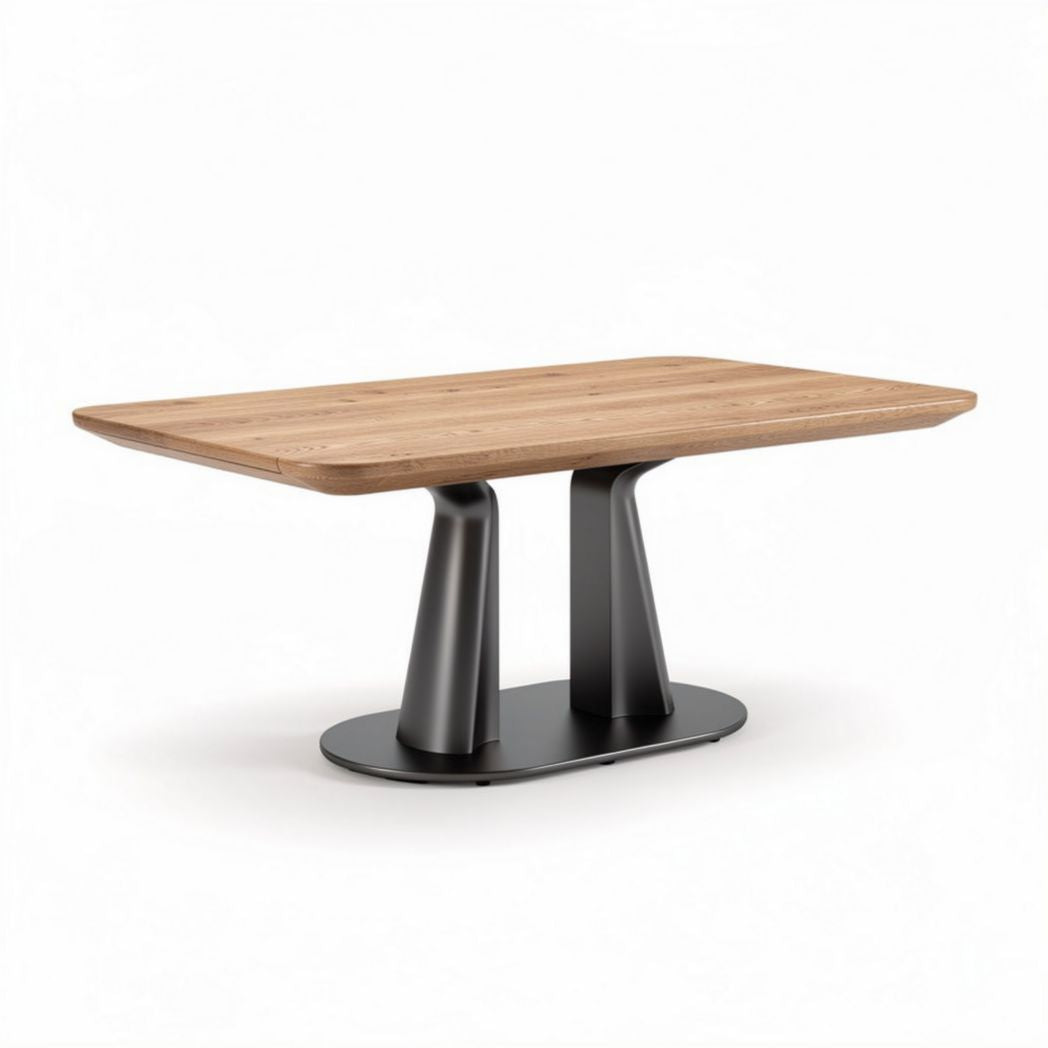 Tavolo da pranzo rettangolare in legno con base metallica 180 x 90 x 75cm