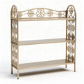 Libreria in metallo dorato con fiori tre ripiani 75 x 30 x 110cm