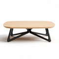 Tavolino da caffè in legno naturale con base nera dimensioni 120 x 80 x 40cm