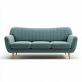 Divano tre posti in tessuto verde chiaro 180 x 75 x 85cm con gambe in legno